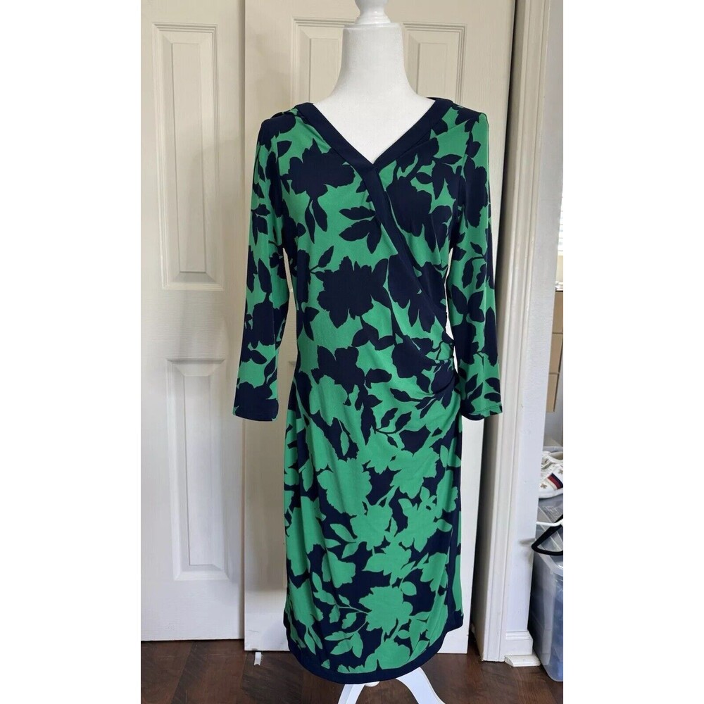 American Living Women’s Dress Green/blue Floral Midi Dress Size 14